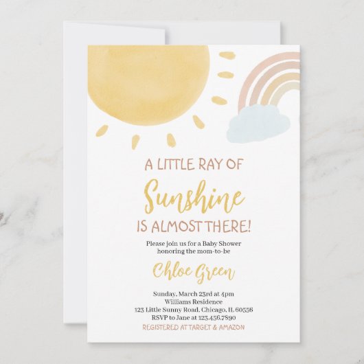 Invitation Baby shower Boho Sunshine (Devant)