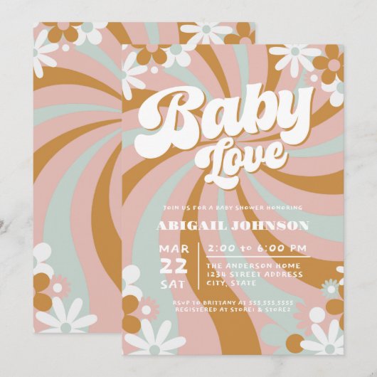 Invitation Baby shower Boho super (Devant / Derrière)