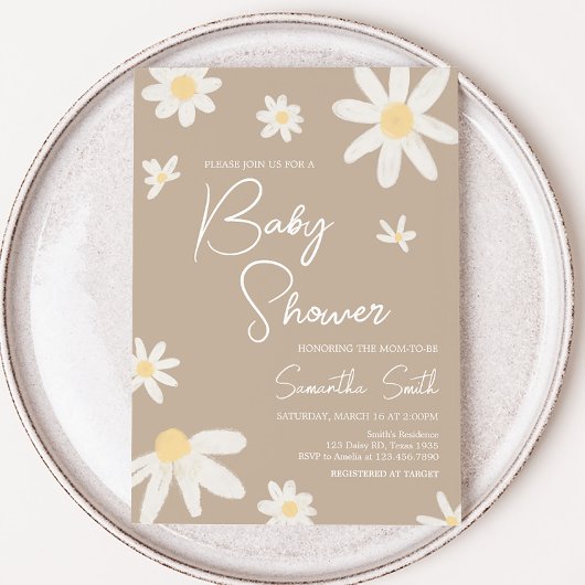 Invitation Baby shower Boho Super Daisy