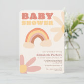 Invitation baby shower boho super rétro arc-en-ciel (Debout devant)