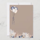 Invitation Baby shower Boho Teddy Bear & Blue White Ballons (Dos)