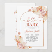 Invitation Baby shower Boho Terracotta (Devant / Derrière)