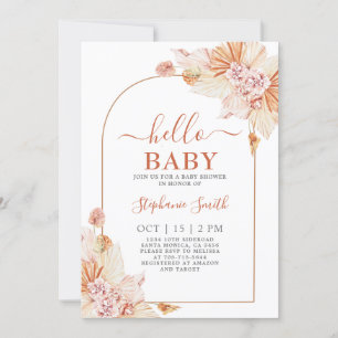 Invitation Baby shower Boho Terracotta