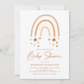 Invitation Baby shower Boho Terracotta Rainbow et Stars (Devant)