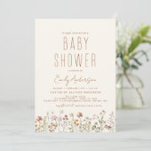 Invitation Baby shower Boho tout en un Fleur sauvage (Debout devant)