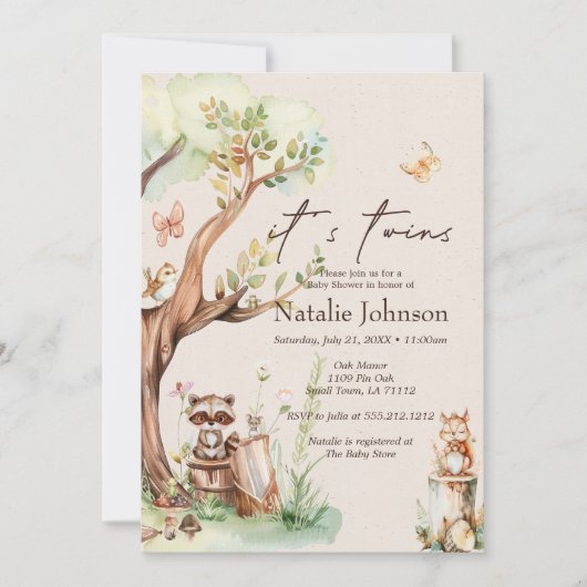 Invitation Baby shower Boho Twins (Devant)
