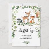 Invitation Baby shower boho verdoyant des animaux des bois (Dos)