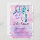 Invitation baby shower Boho Watercolor Dreamcatcher (Devant)