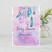 Invitation baby shower Boho Watercolor Dreamcatcher (Debout devant)