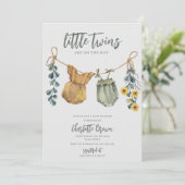 Invitation Baby shower Boho Watercolor Twins (Debout devant)