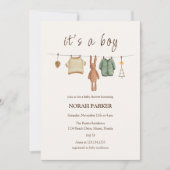 Invitation Baby shower Boho Winter Boy Vêtements (Devant)