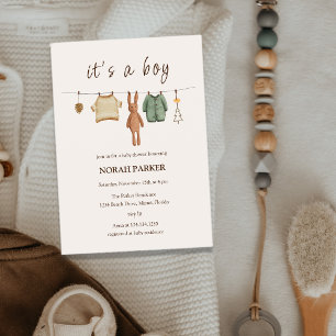Invitation Baby shower Boho Winter Boy Vêtements