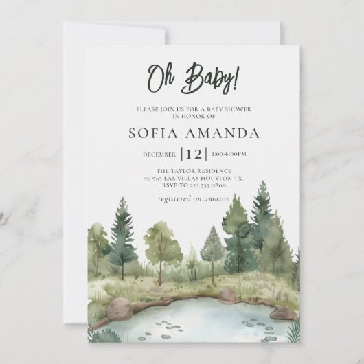 Invitation Baby shower Boho Woodland (Devant)