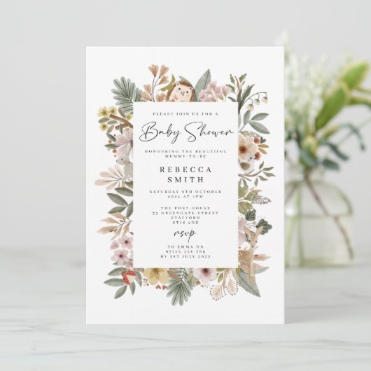 Invitation Baby shower Boho Woodland (Debout devant)
