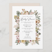 Invitation Baby shower Boho Woodland (Devant / Derrière)
