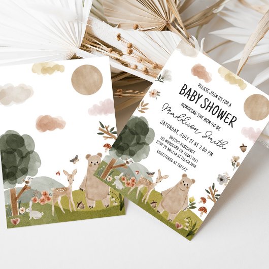 Invitation Baby shower Boho Woodland