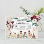 Invitation Baby shower Boho Woodland Dreamcatcher (Debout devant)