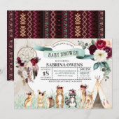 Invitation Baby shower Boho Woodland Dreamcatcher (Devant / Derrière)