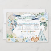 Invitation Baby shower Boho Woodland Dreamcatcher (Devant)
