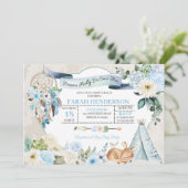 Invitation Baby shower Boho Woodland Dreamcatcher (Debout devant)