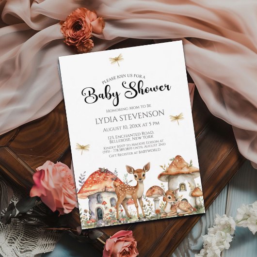 Invitation Baby shower Boho Woodland Forest Animaux