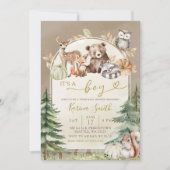 Invitation Baby shower Boho Woodland Forest Boy (Devant)