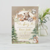 Invitation Baby shower Boho Woodland Forest Boy (Debout devant)