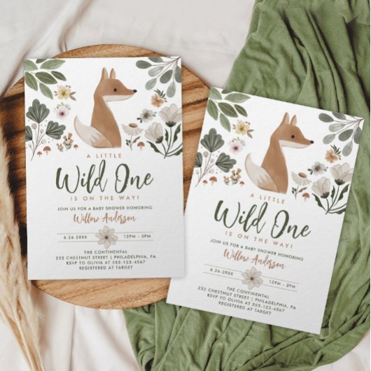 Invitation Baby shower Boho Woodland Fox