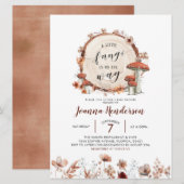 Invitation Baby shower Boho Woodland Fungi (Devant / Derrière)