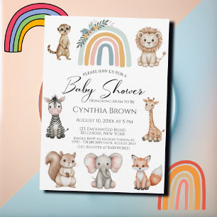 Invitation Baby shower Boho Woodland Jungle Animaux