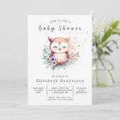 Invitation Baby shower Boho Woods Owl (Debout devant)