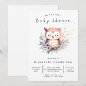 Invitation Baby shower Boho Woods Owl (Devant / Derrière)