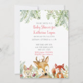 Invitation Baby shower Bois Animaux Boho Deer Fox Bunny (Devant)