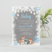 Invitation Baby shower Bois Bleu d'hiver (Debout devant)