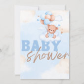 Invitation Baby shower bois champêtre ours bleu mignon (Dos)