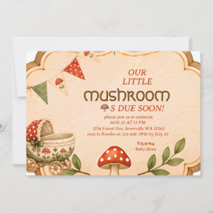 Invitation Baby Shower Bois Champêtre Vintage Champignon
