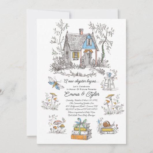 Invitation Baby Shower Bois Champignon (Devant)