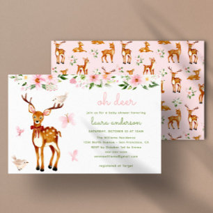 Invitation Baby shower bois de cerfs à l'aquarelle