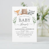 Invitation Baby shower Bois Eucalyptus Vert (Debout devant)