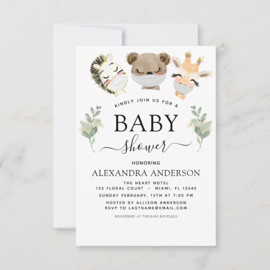Invitation Baby shower Bois Eucalyptus Vert (Devant)