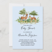 Invitation Baby shower bois forêt animaux cerf bleu (Devant)