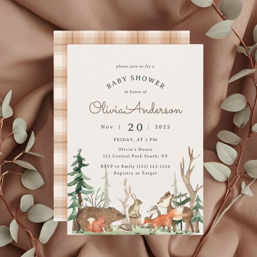 Invitation Baby Shower Bois Rustique d'Hiver