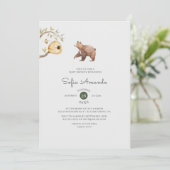 Invitation Baby shower boisé animal de l'ours mou (Debout devant)