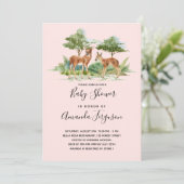 Invitation Baby shower boisé animaux de la forêt cerf rousse (Debout devant)