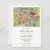 Invitation Baby shower boisé aux champignons (Devant)