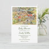 Invitation Baby shower boisé aux champignons (Debout devant)