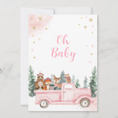 Invitation Baby shower boisé d'hiver rose et or (Dos)