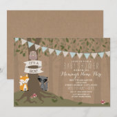 Invitation Baby shower boisé inspiré par Cardstock - Garçon (Devant / Derrière)