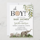 Invitation Baby shower boisé Oh garçon Aquarelle (Devant)