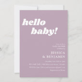 Invitation Baby shower Bonjour simple Dusty Lilac (Devant)
